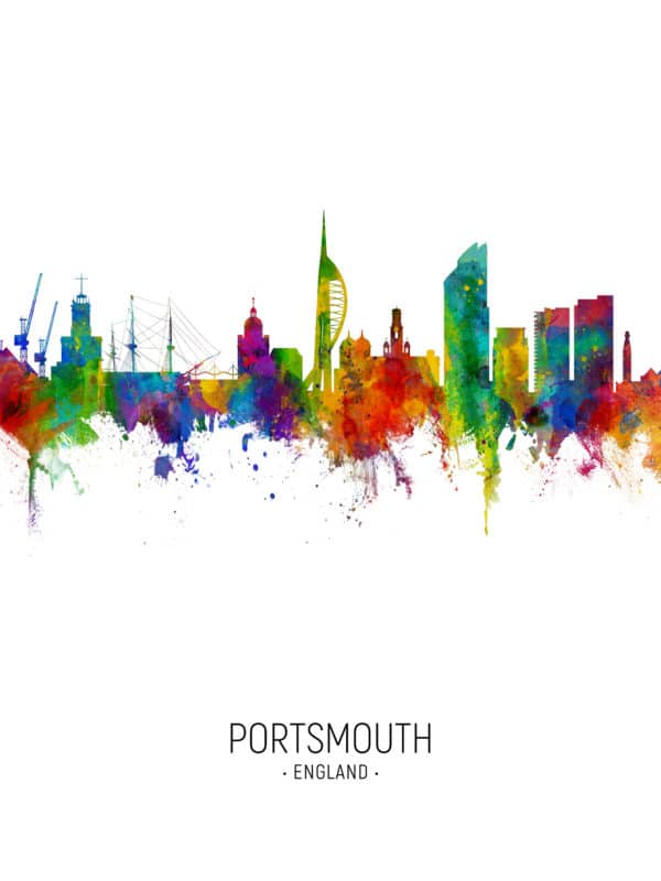 Portsmouth England Skyline unique digital wall art canvas framed prints