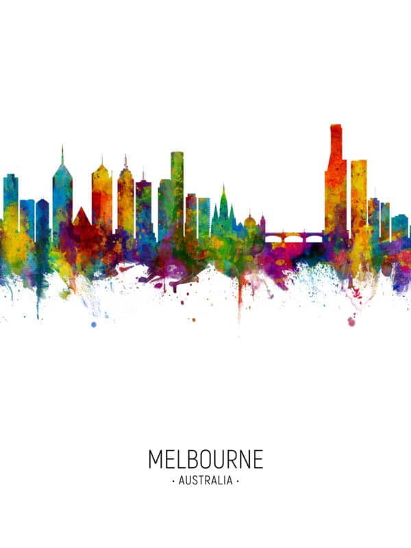 Melbourne Australia Skyline unique digital wall art canvas framed prints
