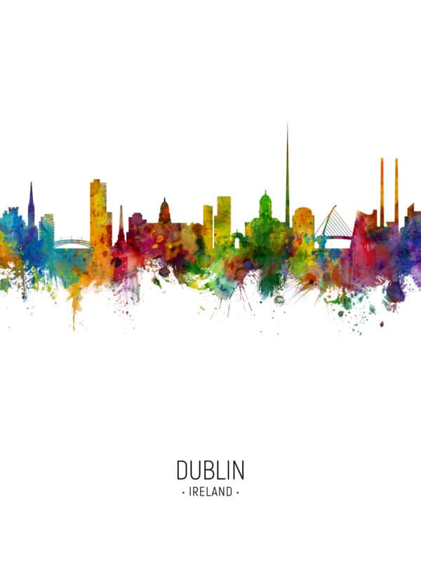 Dublin Ireland Skyline unique digital wall art canvas framed prints