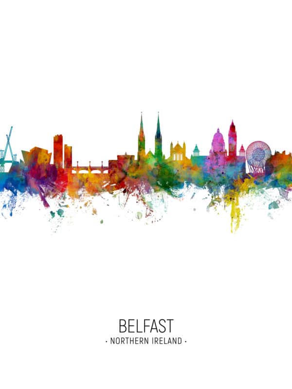 Belfast Northern Ireland Skyline unique digital wall art canvas framed prints
