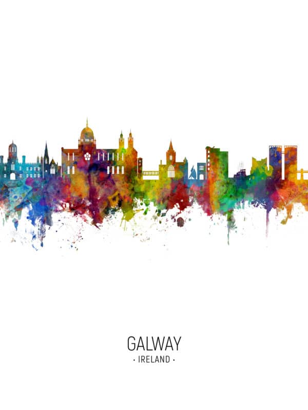 Galway Ireland Skyline unique digital wall art canvas framed prints