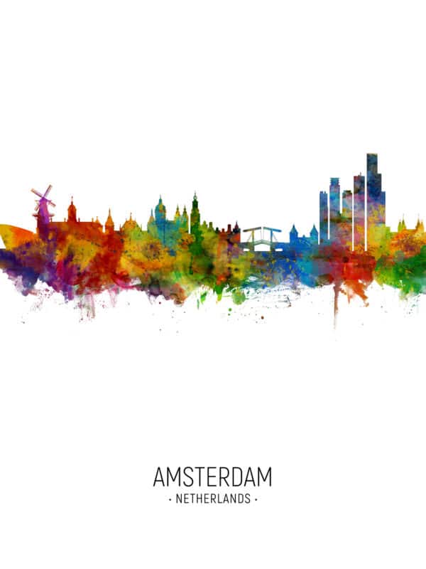 Amsterdam The Netherlands Skyline unique digital wall art canvas framed prints