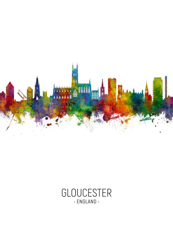 Gloucester England Skyline unique digital wall art canvas framed prints
