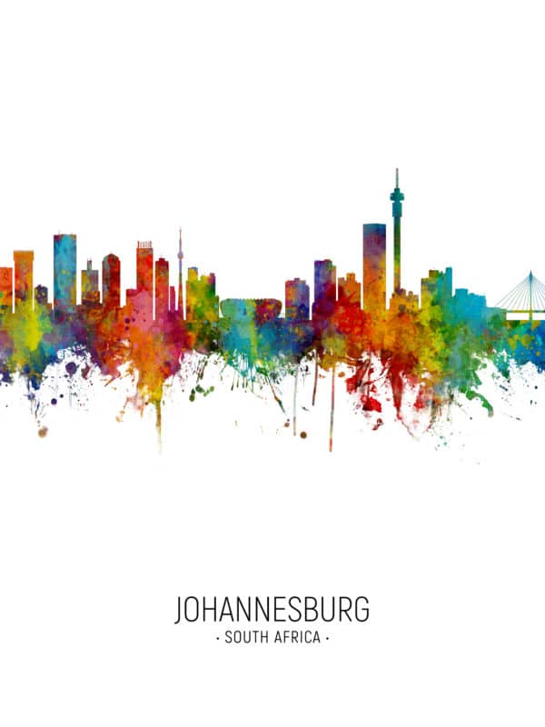 Johannesburg South Africa Skyline unique digital wall art canvas framed prints