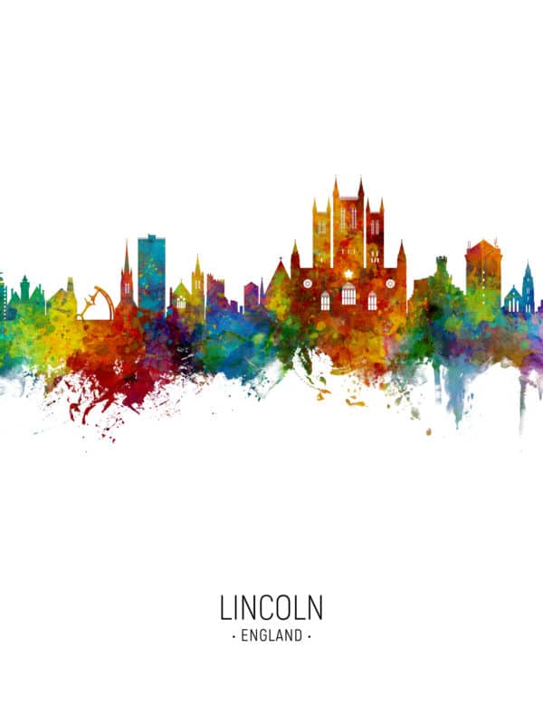 Lincoln England Skyline unique digital wall art canvas framed prints