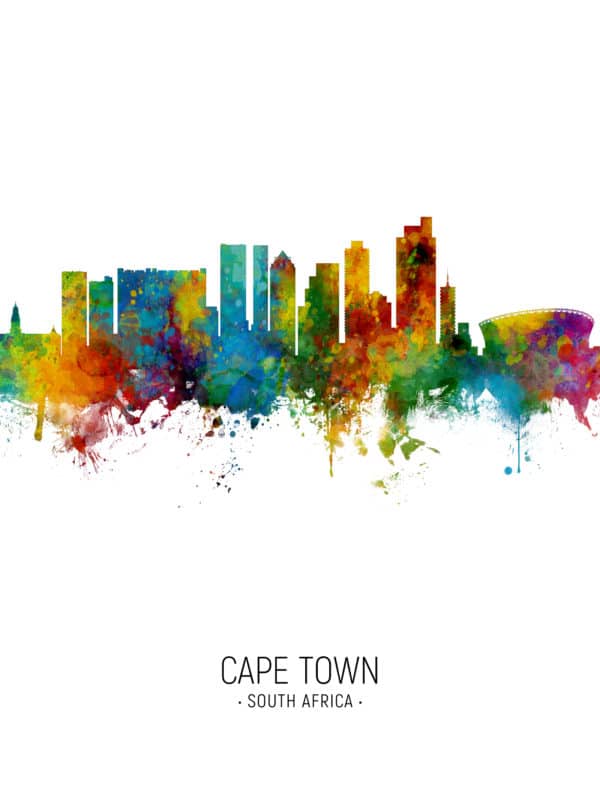 Cape Town South Africa Skyline unique digital wall art canvas framed prints
