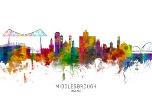 Middlesbrough England Skyline unique digital wall art canvas framed prints