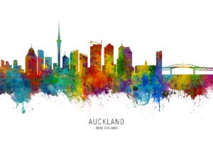 Auckland New Zealand Skyline unique digital wall art canvas framed prints