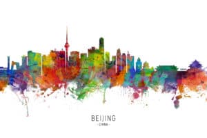 Beijing China Skyline unique digital wall art canvas framed prints