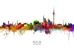 Berlin Germany Skyline unique digital wall art canvas framed prints