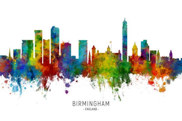 Birmingham England Skyline unique digital wall art canvas framed prints