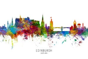 Edinburgh Scotland Skyline unique digital wall art canvas framed prints