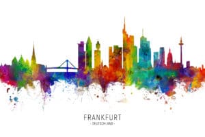 Frankfurt Germany Skyline unique digital wall art canvas framed prints