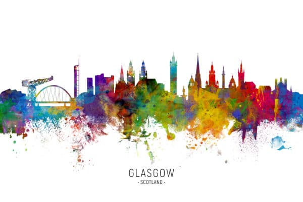 Glasgow Scotland Skyline unique digital wall art canvas framed prints