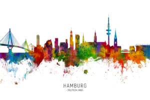 Hamburg Germany Skyline unique digital wall art canvas framed prints