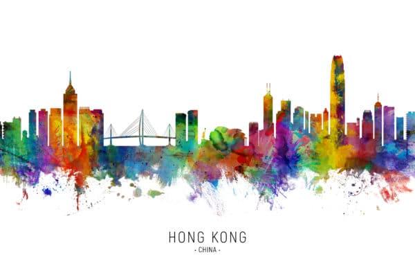 Hong Kong Skyline unique digital wall art canvas framed prints