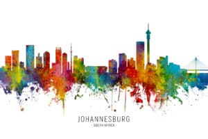 Johannesburg South Africa Skyline unique digital wall art canvas framed prints