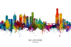 Melbourne Australia Skyline unique digital wall art canvas framed prints