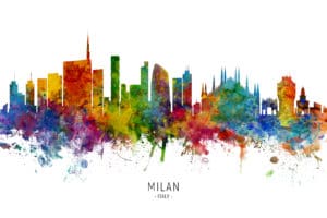 Milan Italy Skyline unique digital wall art canvas framed prints