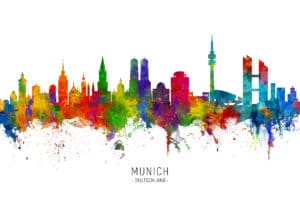 Munich Germany Skyline unique digital wall art canvas framed prints
