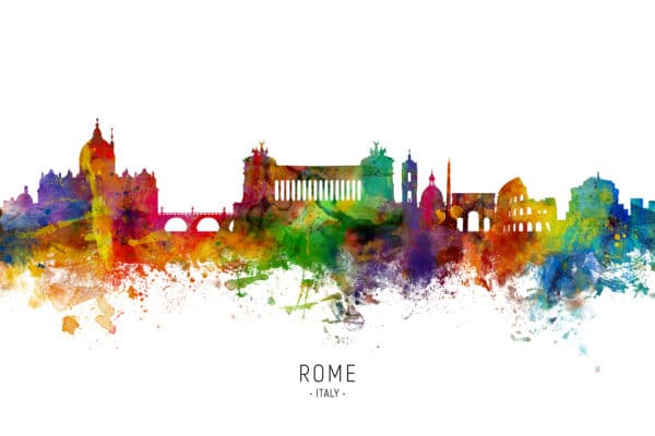 Rome Italy Skyline unique digital wall art canvas framed prints