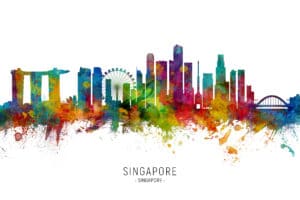 Singapore Skyline unique digital wall art canvas framed prints