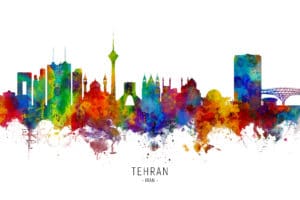 Tehran Iran Skyline unique digital wall art canvas framed prints