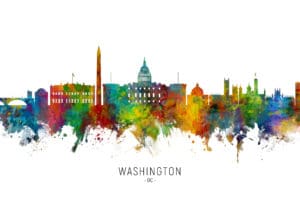 Washington DC Skyline unique digital wall art canvas framed prints