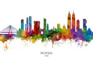 Mumbai Skyline India Bombay unique digital wall art canvas framed prints