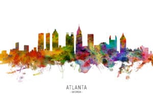 Atlanta Georgia Skyline unique digital wall art canvas framed prints