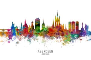 Aberdeen Scotland Skyline unique digital wall art canvas framed prints