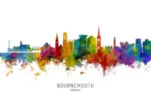 Bournemouth England Skyline unique digital wall art canvas framed prints