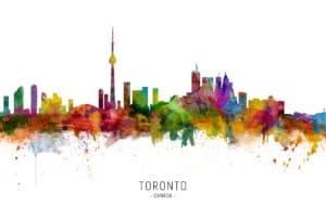 Toronto Canada Skyline unique digital wall art canvas framed prints