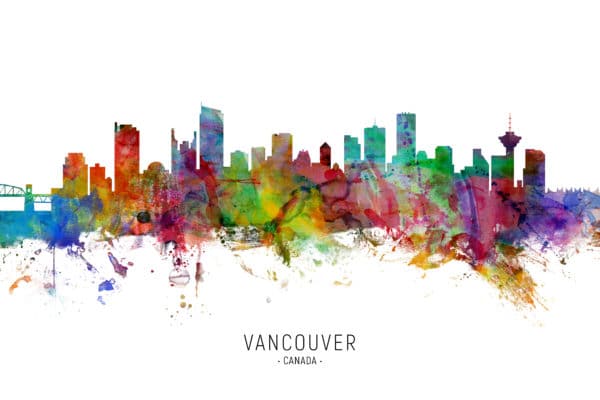 Vancouver Canada Skyline unique digital wall art canvas framed prints