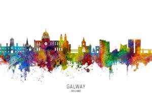Galway Ireland Skyline unique digital wall art canvas framed prints