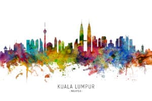 Kuala Lumpur Malaysia Skyline unique digital wall art canvas framed prints