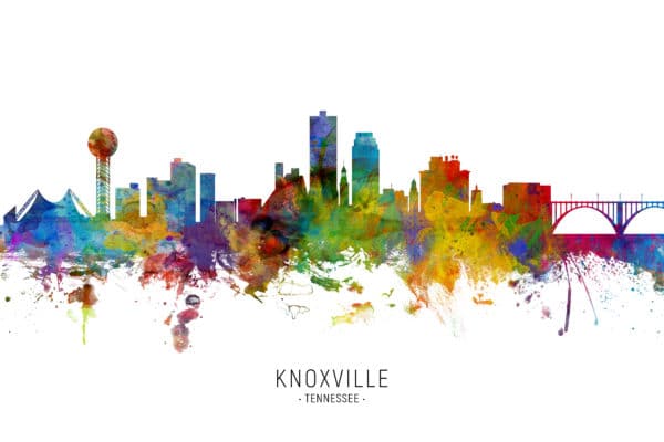 Knoxville Tennessee Skyline unique digital wall art canvas framed prints