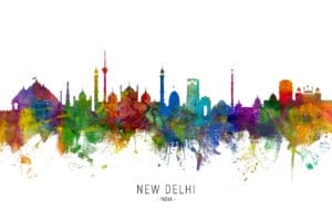 New Delhi India Skyline unique digital wall art canvas framed prints