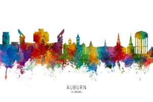 Auburn Alabama Skyline unique digital wall art canvas framed prints
