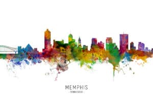 Memphis Tennessee Skyline unique digital wall art canvas framed prints