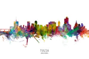Tulsa Oklahoma Skyline unique digital wall art canvas framed prints