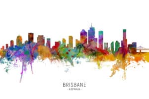 Brisbane Australia Skyline unique digital wall art canvas framed prints