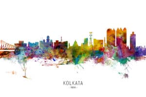 Kolkata Calcutta India Skyline unique digital wall art canvas framed prints