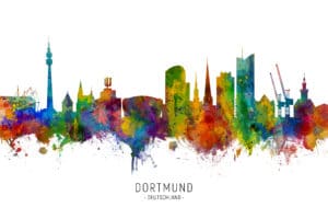 Dortmund Germany Skyline unique digital wall art canvas framed prints