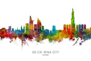 Ho Chi Minh City Vietnam Skyline unique digital wall art canvas framed prints