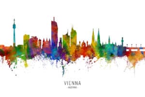 Vienna Austria Skyline unique digital wall art canvas framed prints