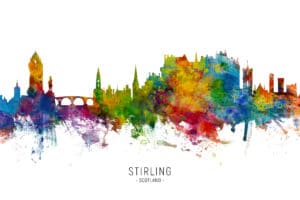 Stirling Scotland Skyline unique digital wall art canvas framed prints