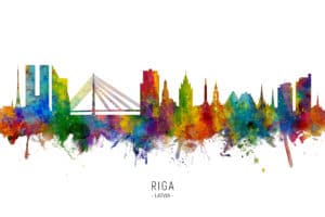 Riga Latvia Skyline unique digital wall art canvas framed prints