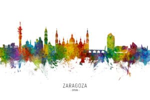 Zaragoza Spain Skyline unique digital wall art canvas framed prints