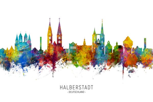 Halberstadt Germany Skyline unique digital wall art canvas framed prints
